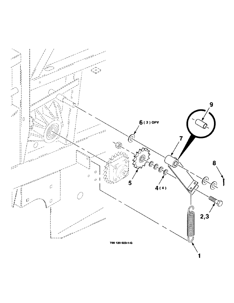 Схема запчастей Case IH 8480 - (2-16) - IDLER ASSEMBLY, DRIVE CHAIN, LEFT Driveline