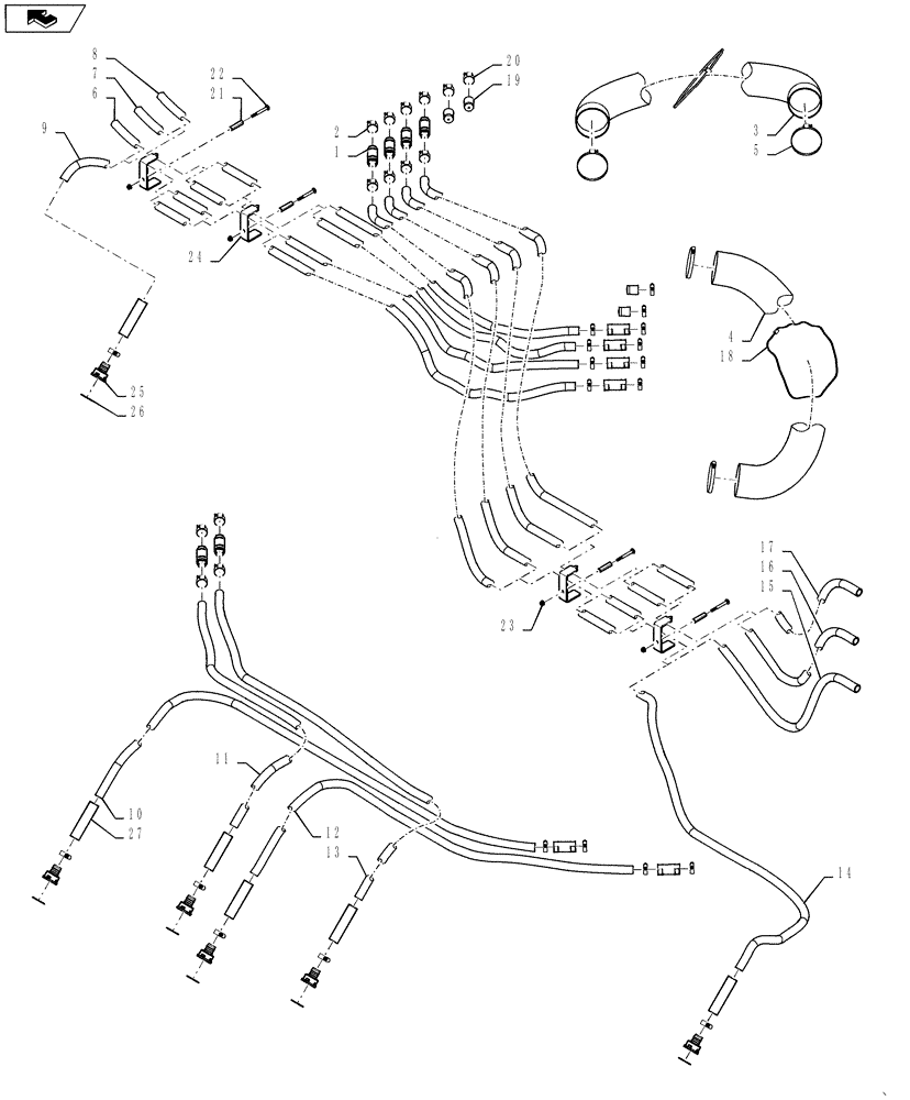 Схема запчастей Case IH 1250 - (80.150.30[03]) - BULK FILL - HOSES - 12 ROW, CENTER, MODEL YEAR 2011 (80) - CROP STORAGE/UNLOADING