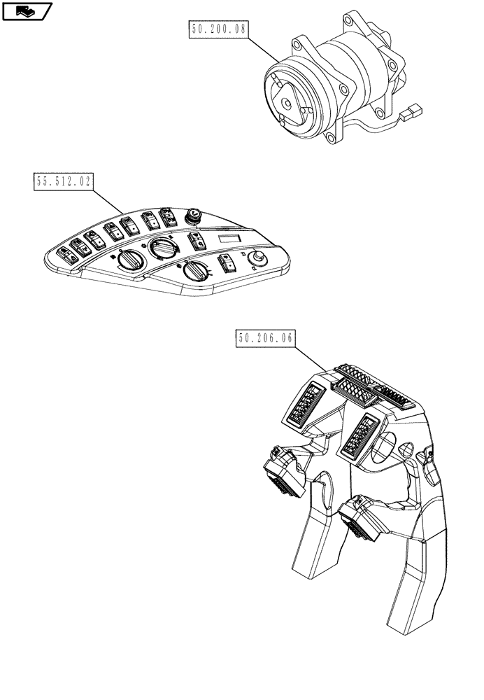 Схема запчастей Case IH MAGNUM 225 - (00.000.50) - PICTORIAL INDEX - CAB CLIMATE CONTROL (00) - GENERAL & PICTORIAL INDEX