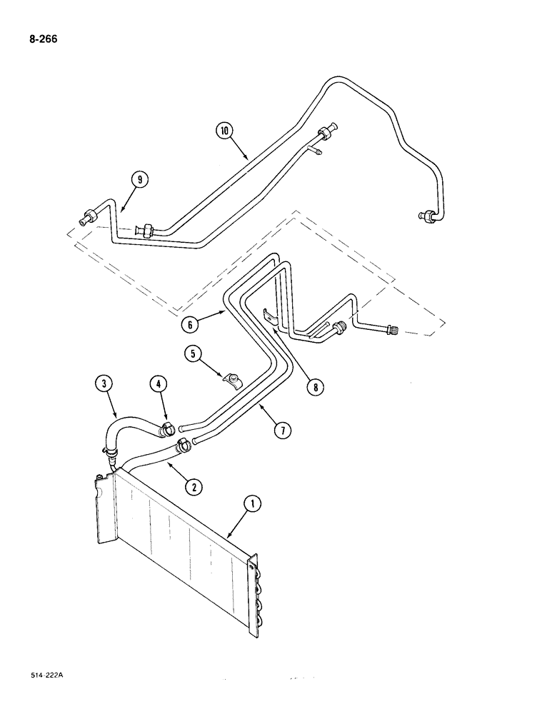 Схема запчастей Case IH 385 - (8-266) - OIL COOLER, SYNCHROMESH DRIVE, TRACTORS PRIOR TO P.I.N. 5287 (08) - HYDRAULICS