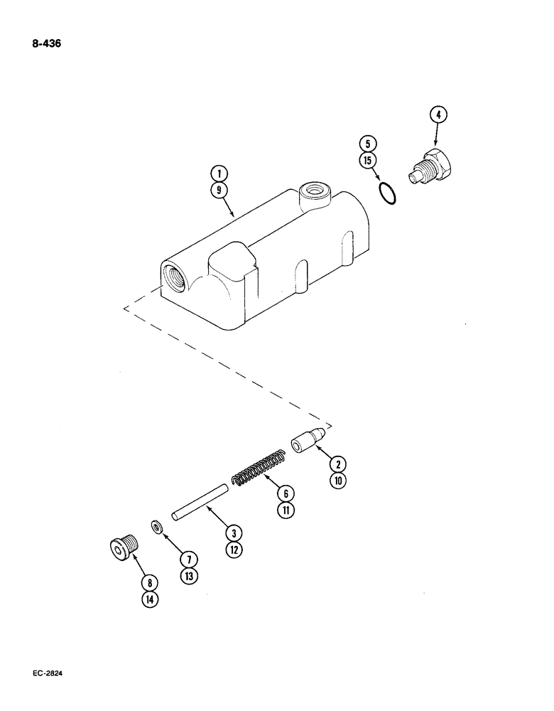 Схема запчастей Case IH 585 - (8-436) - REGULATOR VALVE, P.I.N. 18001 AND AFTER (08) - HYDRAULICS