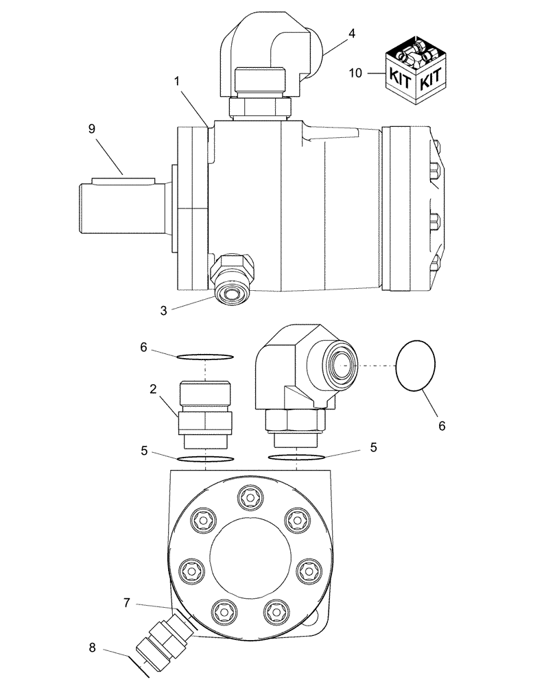 Схема запчастей Case IH AFX8010 - (K.64.D.42[1]) - MOTOR, HYDRAULIC - SPREADER W/ DRAIN K - Crop Processing