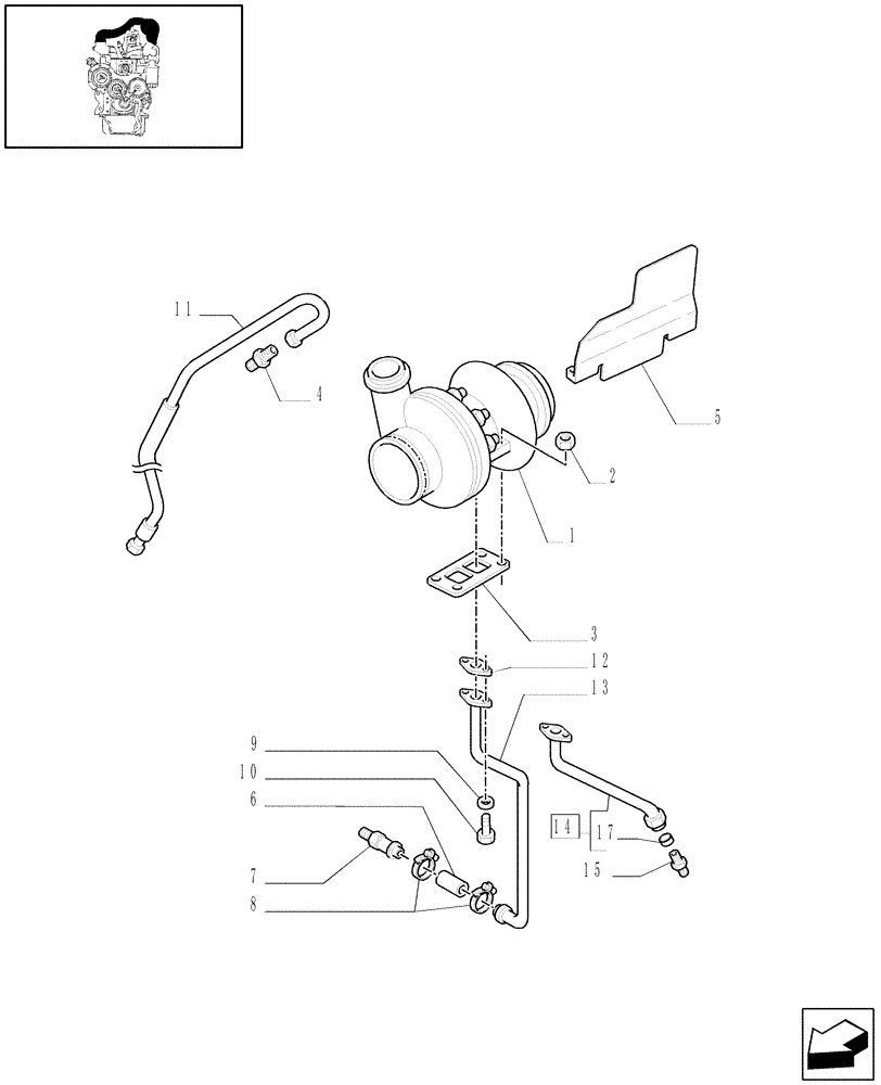 Схема запчастей Case IH MXM190 - (0.24.0) - TURBOCHARGER & RELATED PARTS (01) - ENGINE