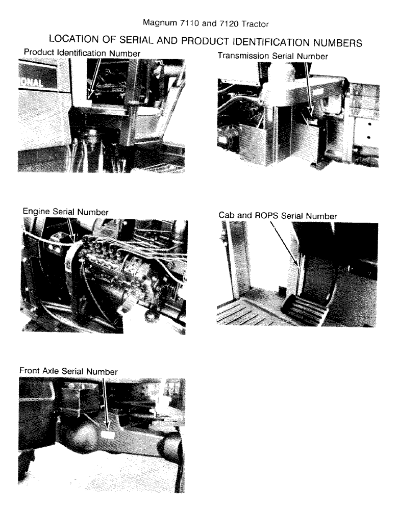 Схема запчастей Case IH 7110 - (1-02) - LOCATION OF SERIAL AND PRODUCT IDENTIFICATION NUMBERS (00) - PICTORIAL INDEX