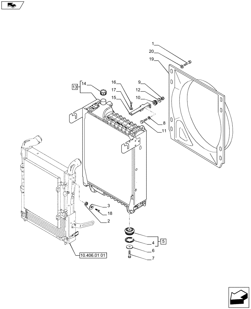 Схема запчастей Case IH PUMA 215 - (10.406.01[02]) - RADIATOR, COOLING SYSTEM AND RELATED PARTS - C7127 (10) - ENGINE