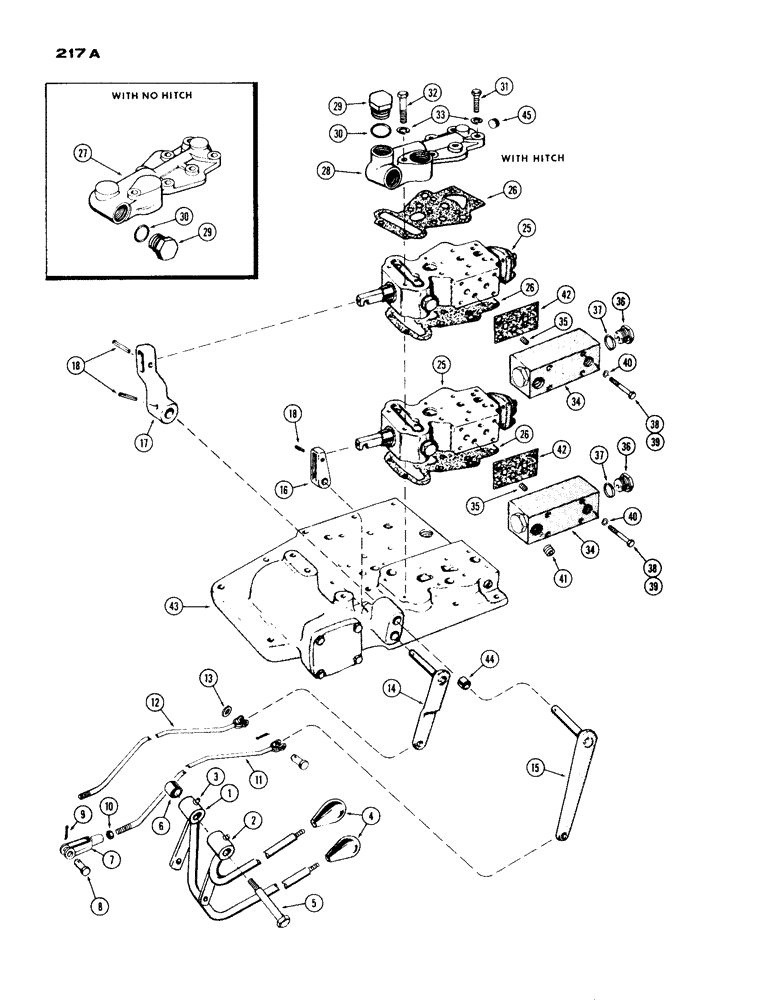Схема запчастей Case IH 430 - (217A) - REMOTE HYDRAULIC CONTROLS, GENERAL PURPOSE WITH CASE-O-MATIC (08) - HYDRAULICS