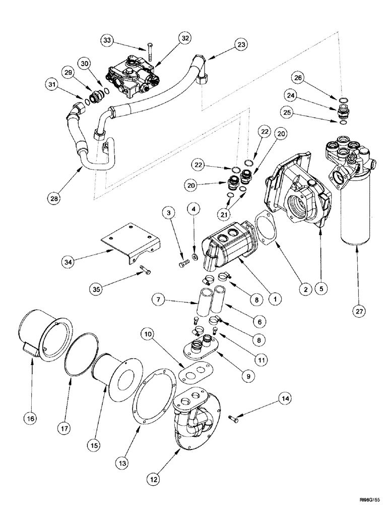 Схема запчастей Case IH MX220 - (8-006) - HYDRAULIC SYSTEM, CHARGE PUMP (08) - HYDRAULICS