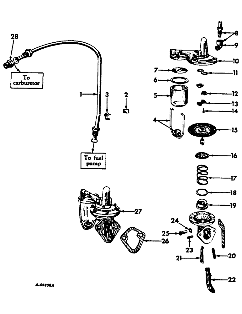 Схема запчастей Case IH 303 - (342) - BD-220 ENGINE, 3-9/16 X 3-11/16, FUEL PUMP AND CONNECTIONS, GASOLINE ENGINES (10) - ENGINE
