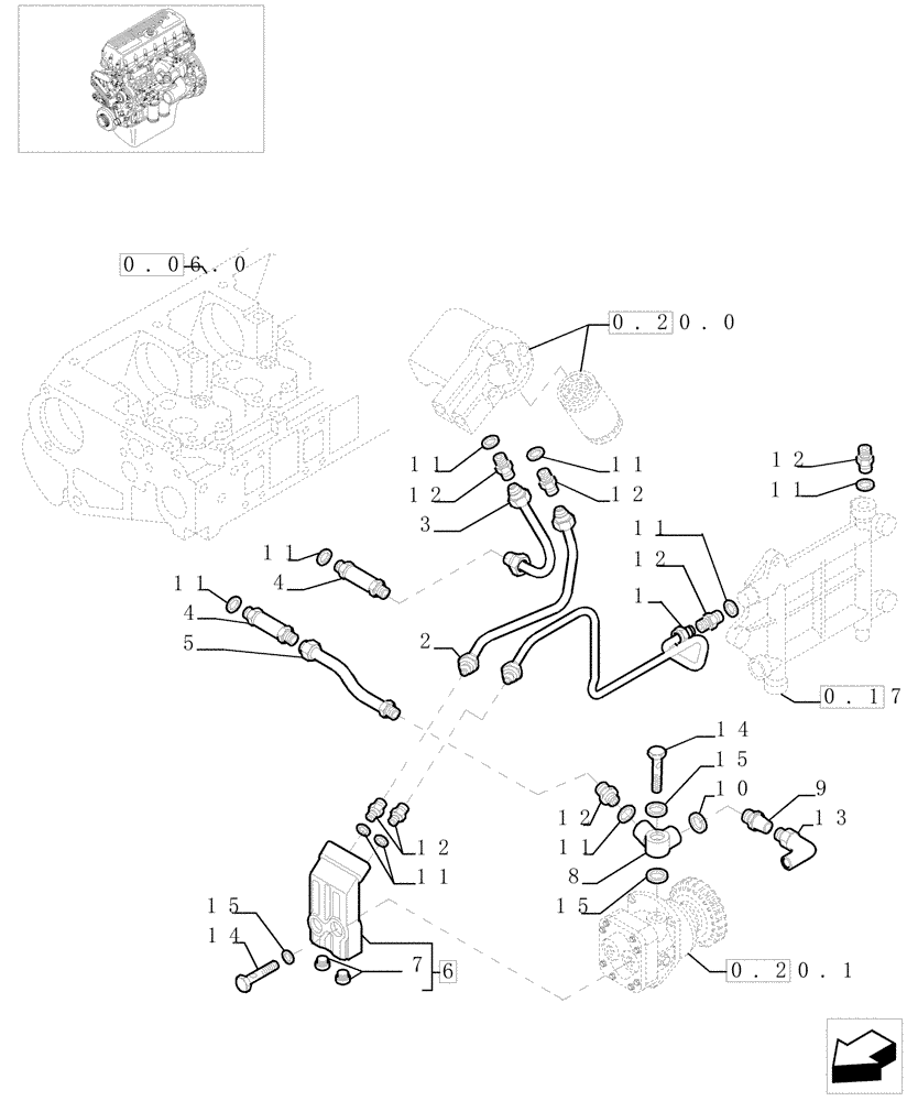Схема запчастей Case IH F3BE0684E B003 - (0.20.3[01]) - FUEL LINES & RELATED PARTS (504057129-504057137-504078280-504057155/83-504055384) 
