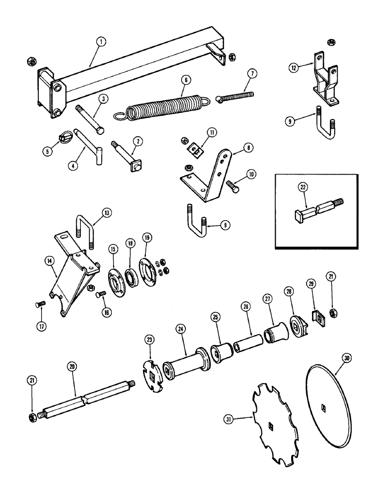 Схема запчастей Case IH F21 - (090) - 5 BLADE WING GANG, FRONT LEFT, 9 INCH SPACING, F21, F21-9-234, 252 & F21-0-242, 256 