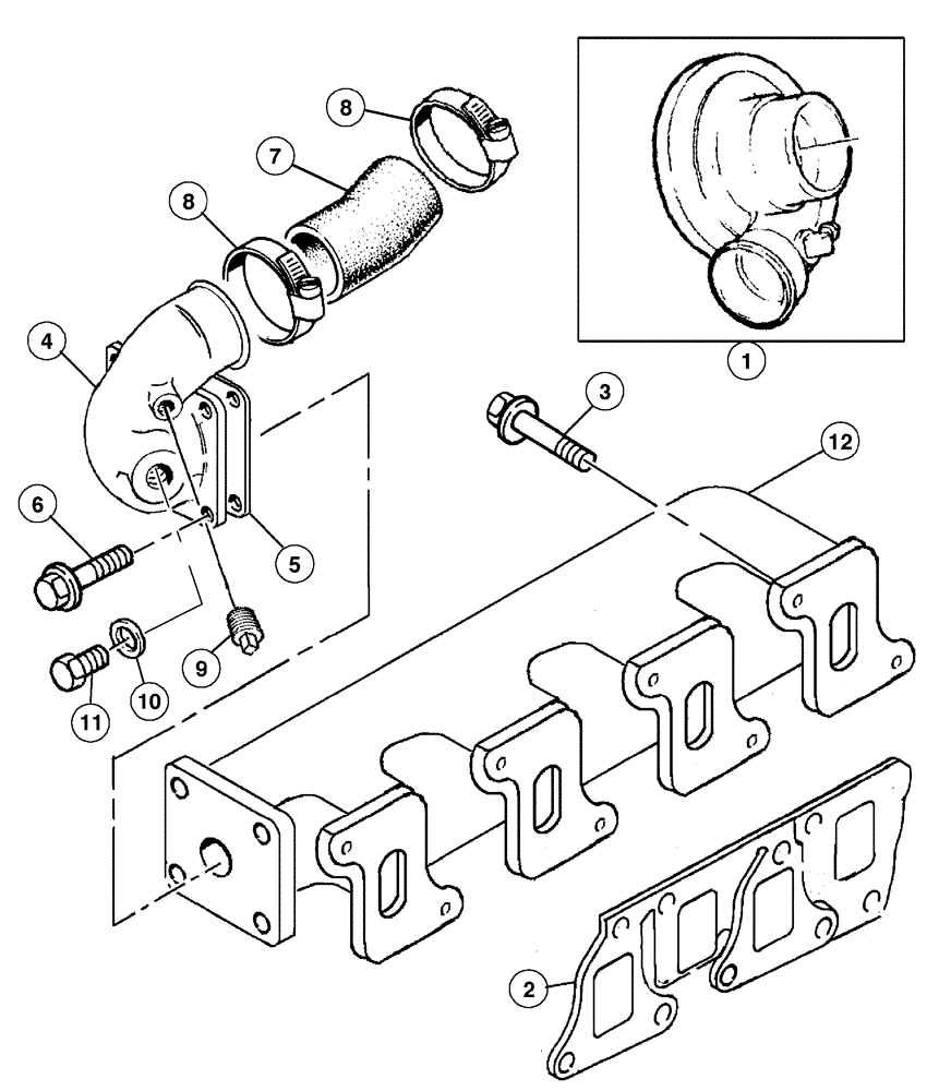 Схема запчастей Case IH MX80C - (02-20) - TURBOCHARGER AND CONNECTIONS (02) - ENGINE