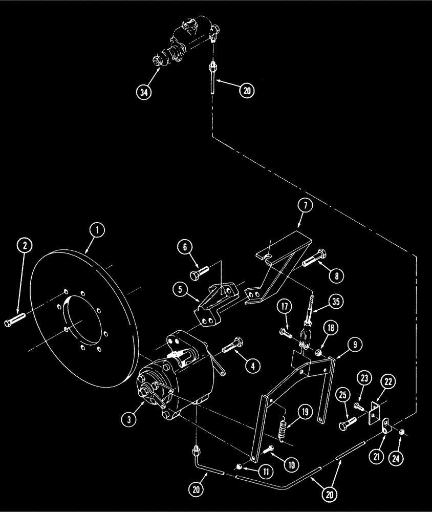 Схема запчастей Case IH 9210 - (7-010) - BRAKE SYSTEM, WITH SINGLE CALIPER (07) - BRAKES