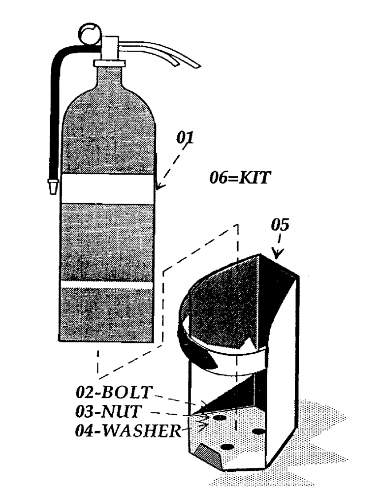 Схема запчастей Case IH 7000 - (A04-25) - MAINFRAME, FIRE EXTINGUISHER KIT Mainframe & Functioning Components