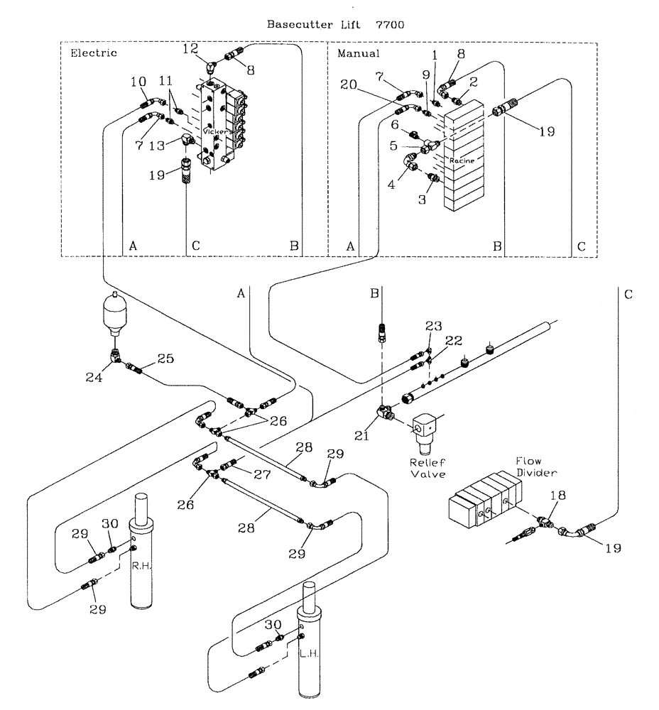 Схема запчастей Case IH 7700 - (B06[38]) - HYDRAULIC CIRCUIT {BASECUTTER LIFT} Hydraulic Components & Circuits