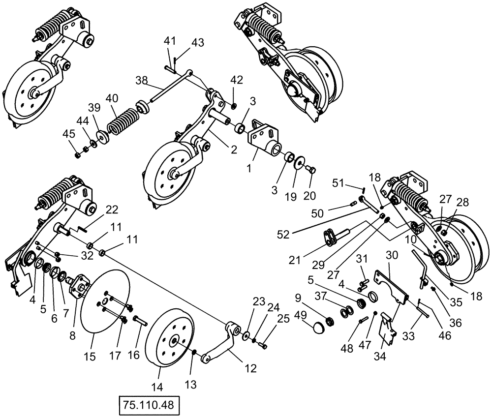 Схема запчастей Case IH 1250 - (75.110.47) - LIQUID FERTILIZER COULTER (75) - SOIL PREPARATION
