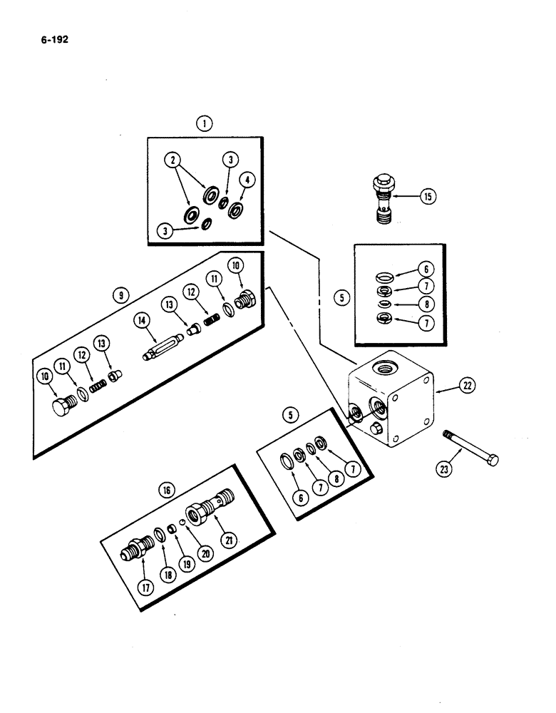 Схема запчастей Case IH 782 - (6-192) - HYDROSTATIC MOTOR, RELIEF VALVE BLOCK (03) - POWER TRAIN