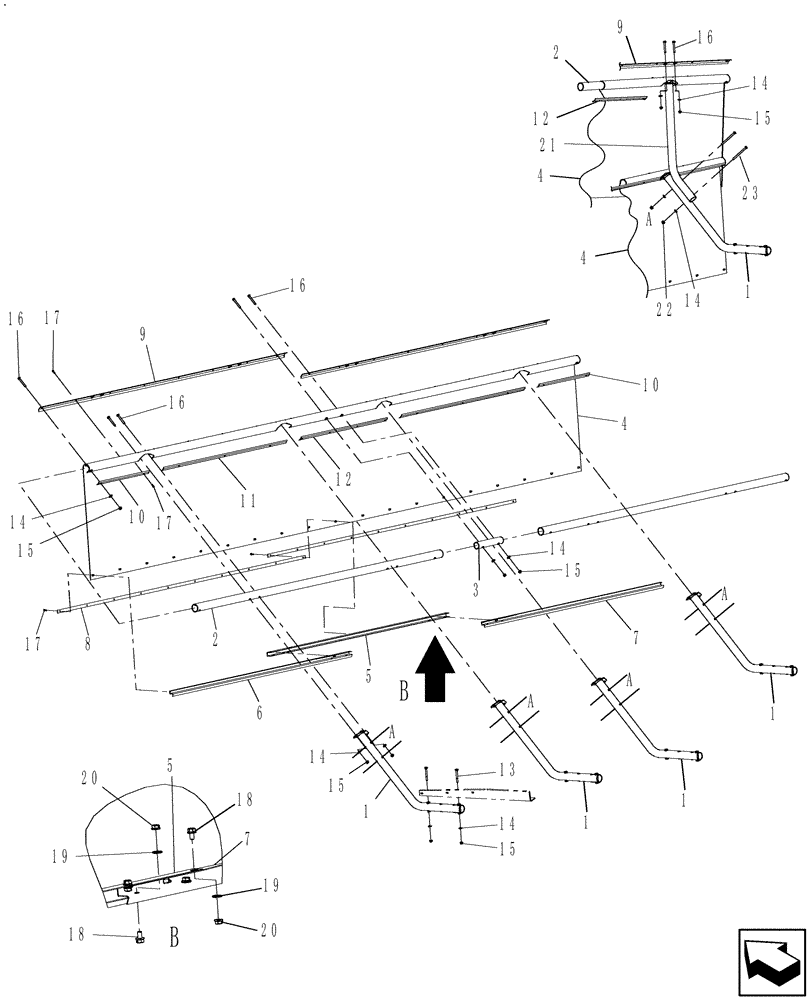 Схема запчастей Case IH RD162 - (60.620.04) - FLEXIBLE PUSHBAR OPTION - GRASS SEED (60) - PRODUCT FEEDING