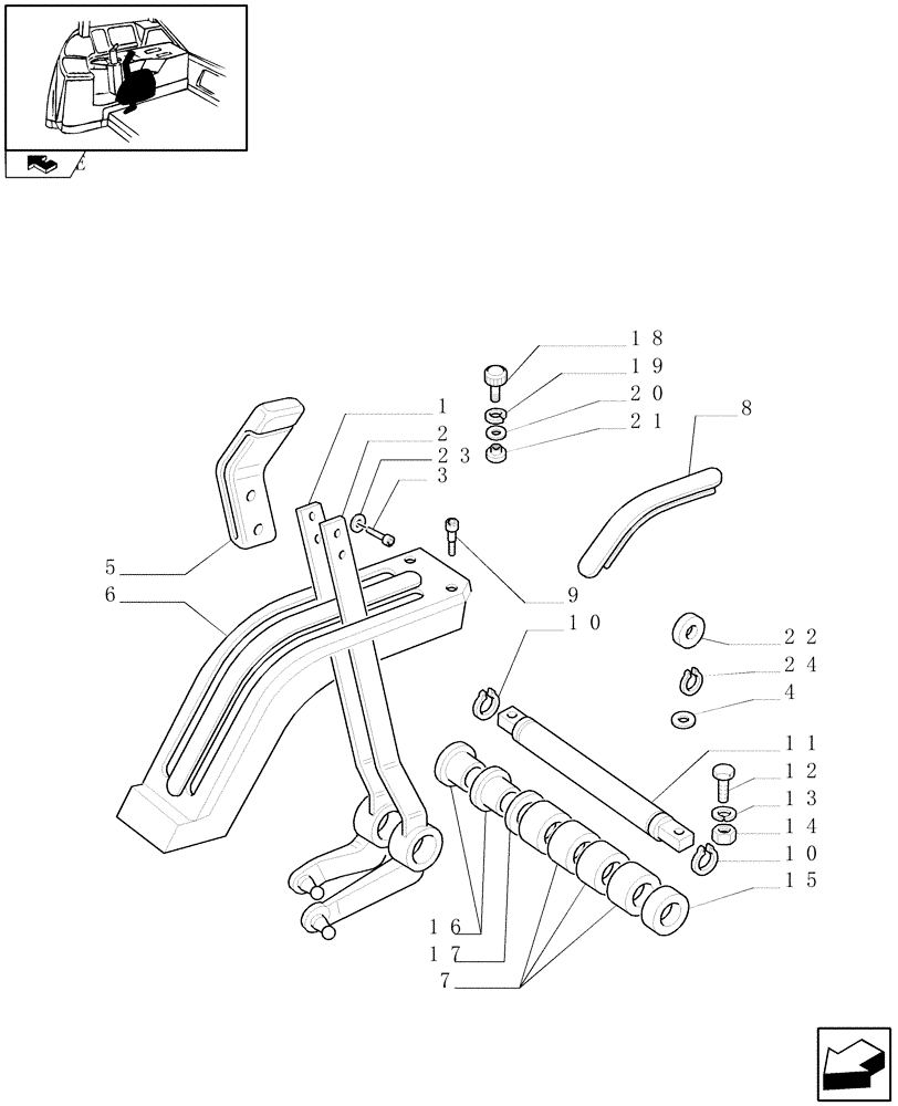 Схема запчастей Case IH FARMALL 95U - (1.96.1[03]) - LIFT EXTERNAL CONTROLS - LEVERS & SUPPORT - L/CAB (10) - OPERATORS PLATFORM/CAB