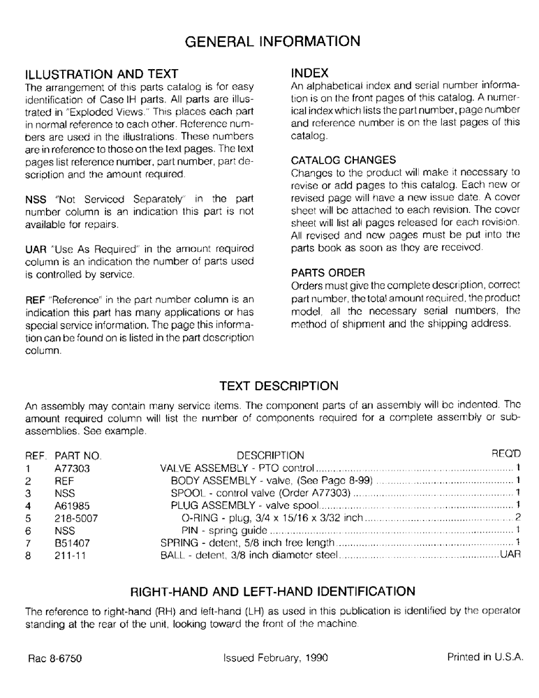 Схема запчастей Case IH 125 - (1-4) - GENERAL INFORMATION 