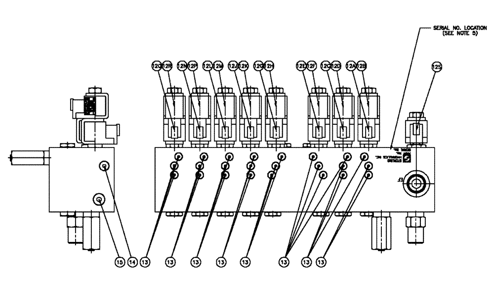 Схема запчастей Case IH FLX810 - (07-014[01]) - VALVE BLOCK, 8 BANK, W/AUGER Hydraulic Components