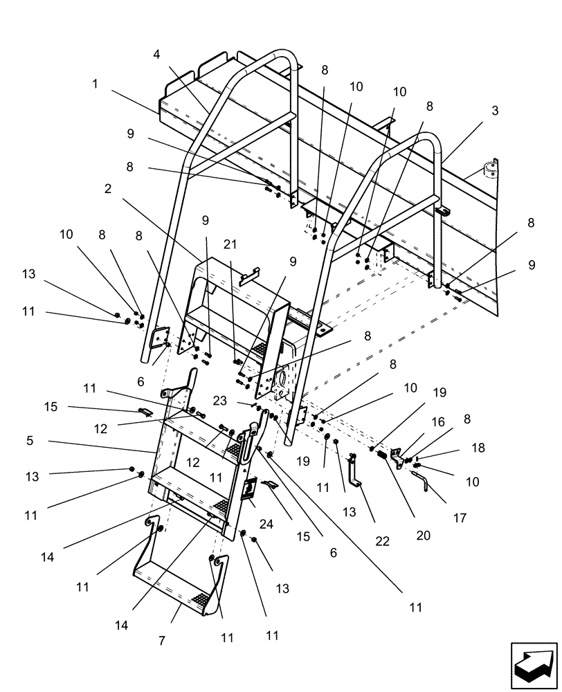 Схема запчастей Case IH 1250 - (80.150.01[02]) - BULK FILL - LADDER - 24 ROW ASN Y9S007001 (80) - CROP STORAGE/UNLOADING