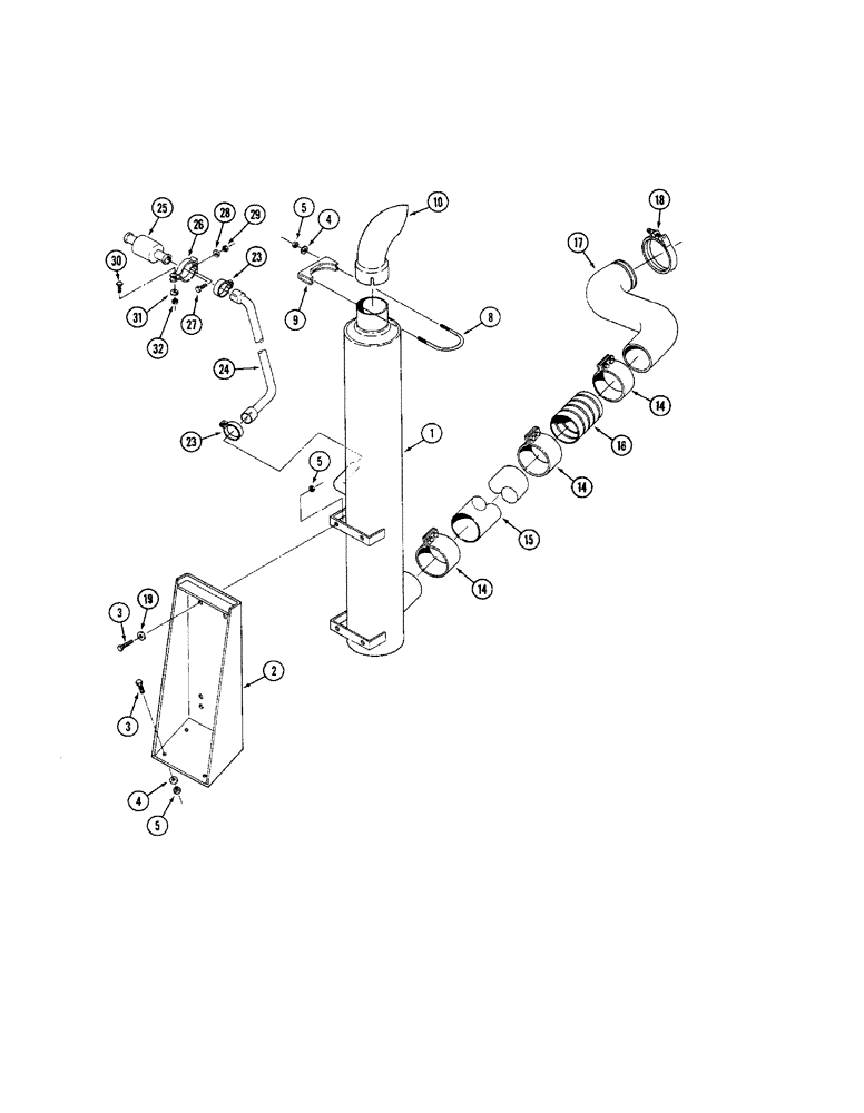Схема запчастей Case IH 9250 - (2-022) - EXHAUST SYSTEM, MUFFLER SUPPORT, REF. TWO, IS BOLTED TO FRONT FRAME (02) - ENGINE