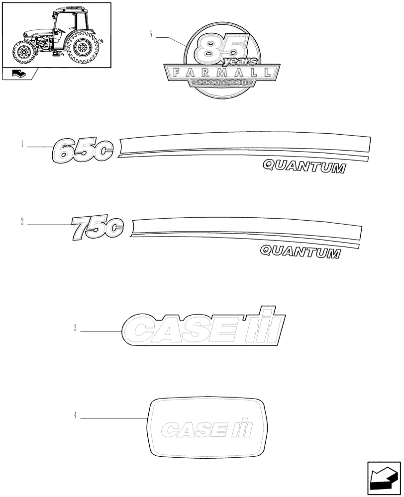 Схема запчастей Case IH FARMALL 75C - (1.98.2) - MODEL IDENTIFICATION DECALS (13) - DECALS