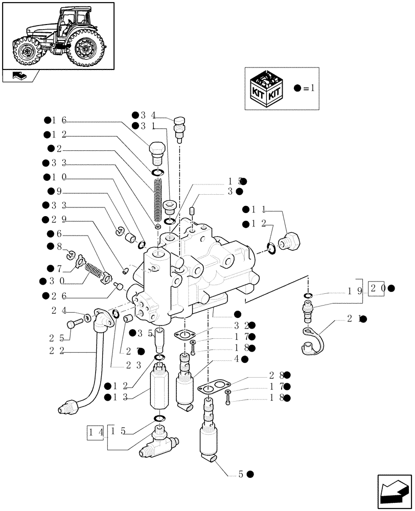 Схема запчастей Case IH FARMALL 95U - (1.27.3[01]) - 12X12 POWER SHUTTLE TRANSMISSION - POWER SHUTTLE CONTROL VALVE (VAR.330114-331114-332114-333114) (03) - TRANSMISSION