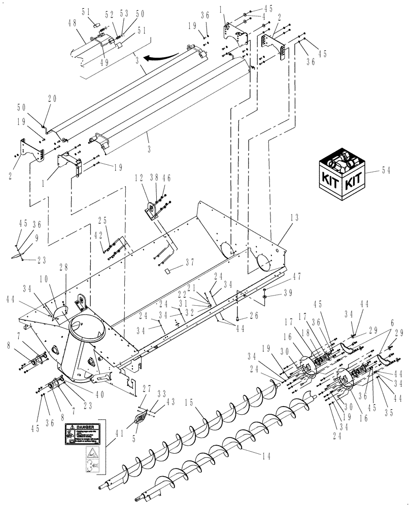 Схема запчастей Case IH 7010 - (80.154.05) - GRAIN TANK, BOTTOM AUGER - 7010/8010 (80) - CROP STORAGE/UNLOADING