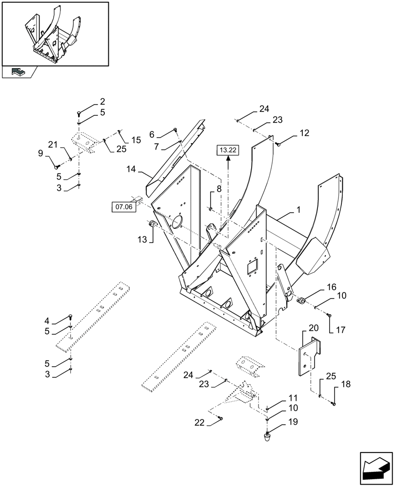 Схема запчастей Case IH LB333P - (13.21[01]) - FEED CHAMBER, FRAME (13) - FEEDER