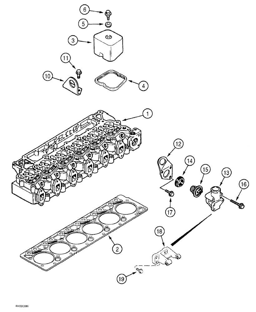 Схема запчастей Case IH SPX3185 - (03-026) - ENGINE - CYLINDER HEAD COVERS & GASKET, THERMOSTAT, HOUSING AND ALTERNATOR MOUNTING (01) - ENGINE