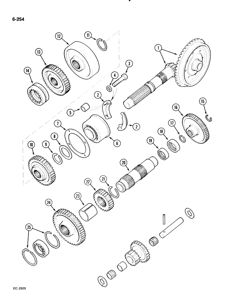 Схема запчастей Case IH 885 - (6-254) - RANGE TRANSMISSION, IN REAR FRAME (06) - POWER TRAIN