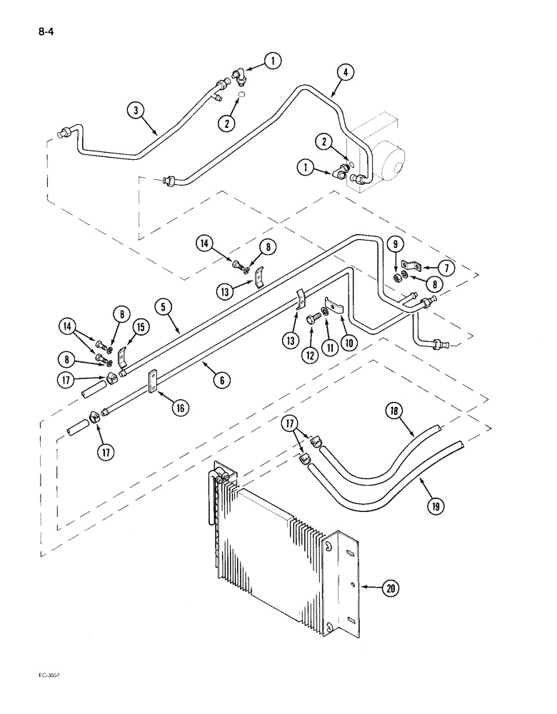 Схема запчастей Case IH 895 - (8-04) - OIL COOLER SYSTEM, TRACTOR WITHOUT CAB (08) - HYDRAULICS