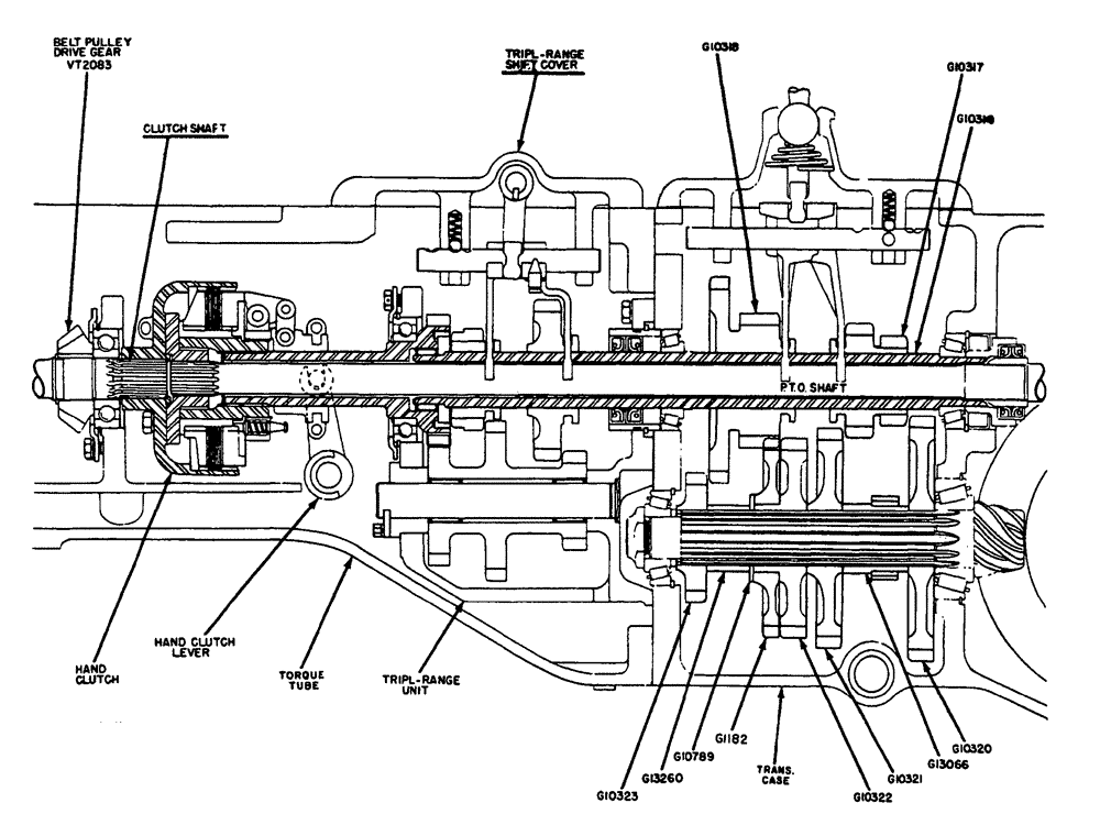 Схема запчастей Case IH 630 - (074) - WITH CONSTANT RUNNING P.T.O. AND TRIPLE-RANGE UNIT (06) - POWER TRAIN