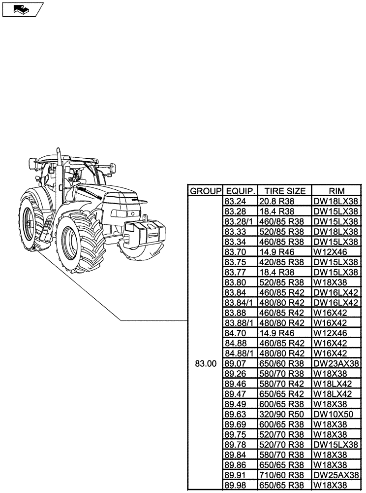 Схема запчастей Case IH PUMA 155 - (SEC. 11[02]) - WHEELS / TRACKS - REAR (00) - GENERAL