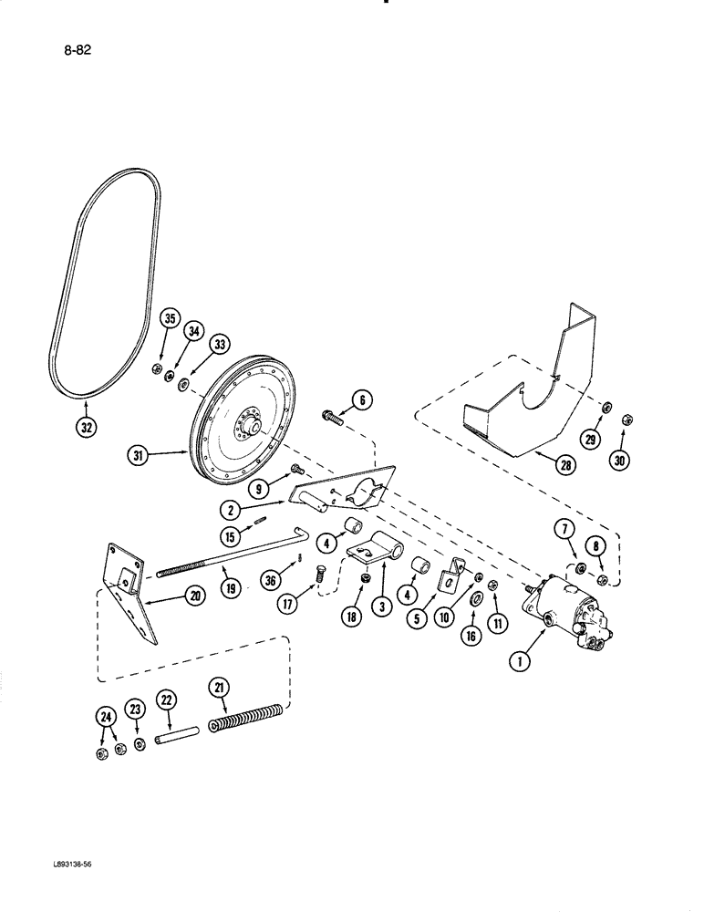 Схема запчастей Case IH 1670 - (8-82) - LEVELING PUMP DRIVE (07) - HYDRAULICS