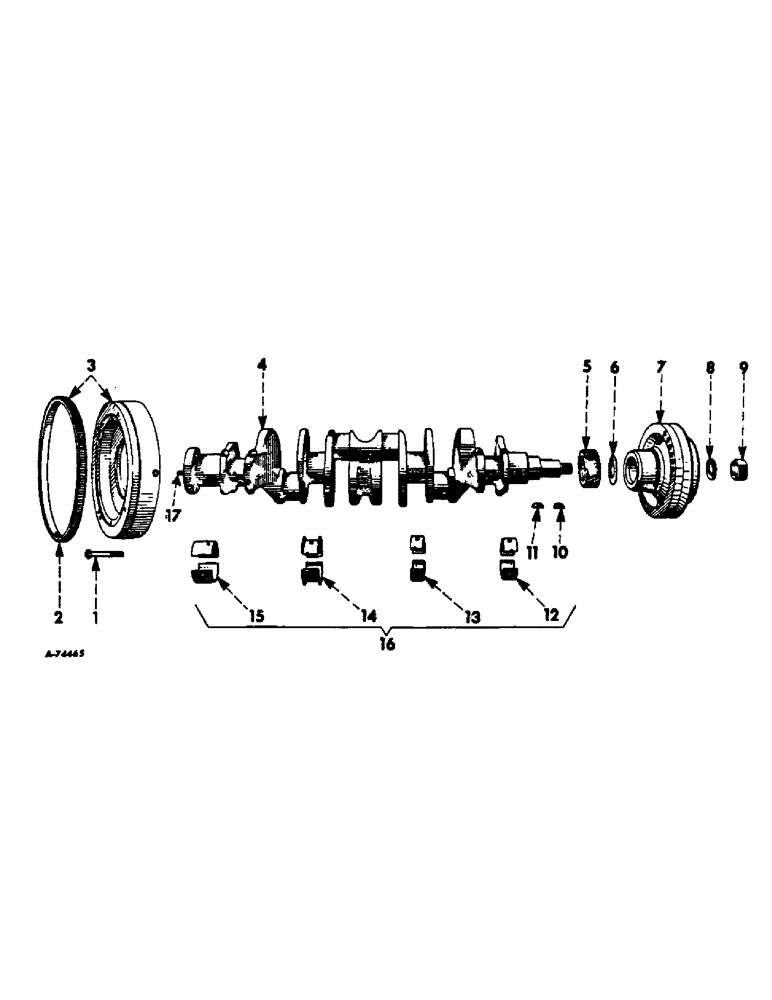 Схема запчастей Case IH C-221 - (A-10) - CRANKSHAFT, FLYWHEEL AND BEARINGS 