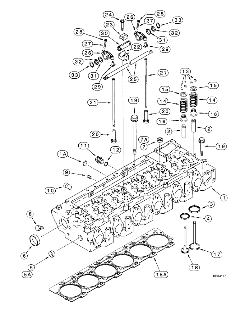 Схема запчастей Case IH 2166 - (2-36) - CYLINDER HEAD AND VALVE MECHANISM, 6T-830 ENGINE, PRIOR TO COMBINE P.I.N. JJC0180000 (01) - ENGINE