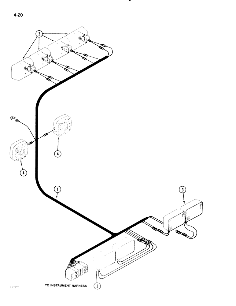 Схема запчастей Case IH 2096 - (4-020) - FOUR POST ROPS HARNESS (04) - ELECTRICAL SYSTEMS