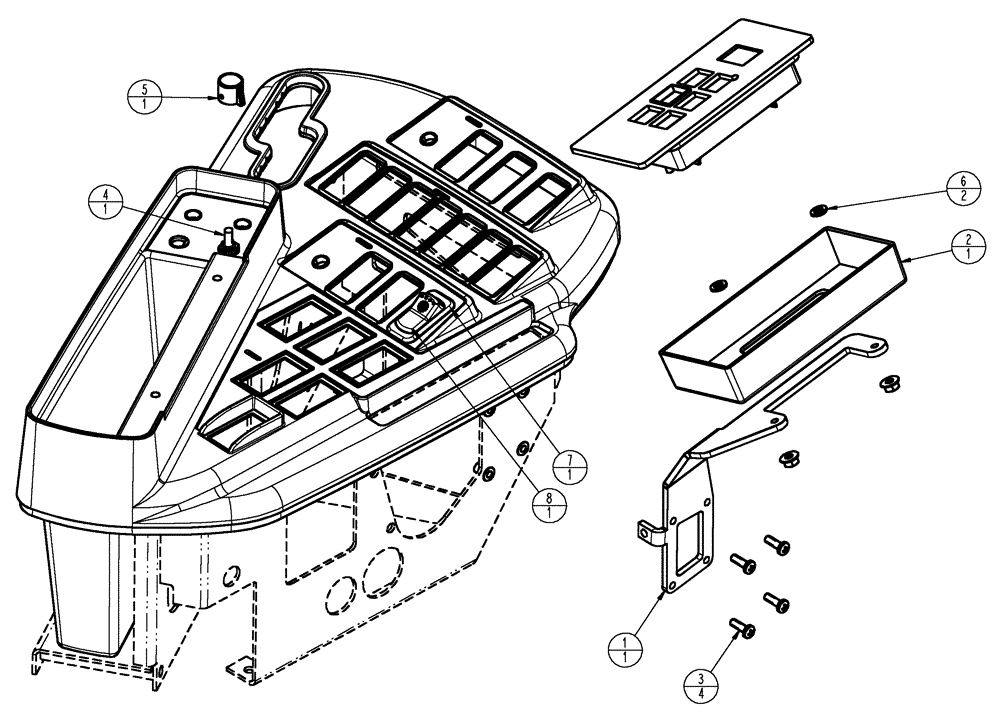 Схема запчастей Case IH TITAN 4020 - (01-056) - CONSOLE, TRANSMISSION CONTROL GROUP (10) - CAB