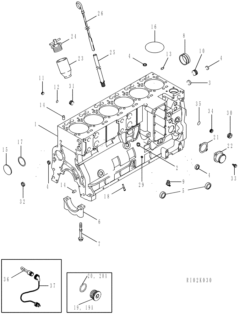 Схема запчастей Case IH MAGNUM 255 - (02-22) - CYLINDER BLOCK (02) - ENGINE