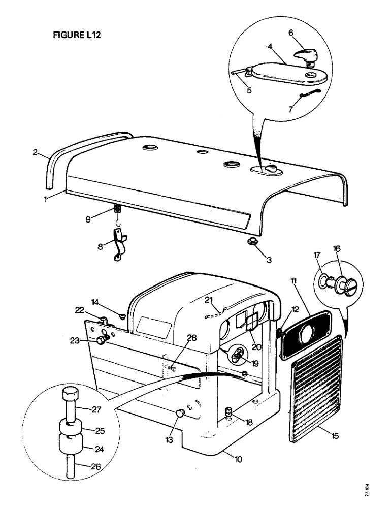 Схема запчастей Case IH 1412 - (L12-1) - CHASSIS, BONNET, FENDERS, SAFETY FRAME AND CAB, BONNET ASSEMBLY (12) - CHASSIS