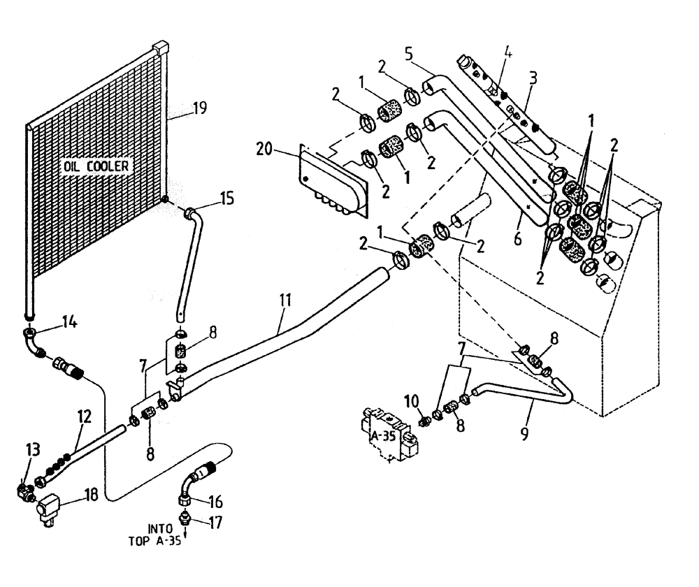 Схема запчастей Case IH 7000 - (B05-10A) - HYDRAULIC SUCTION LINES (108/6CT), SERIAL #7908 AND ONWARDS Hydraulic Components & Circuits