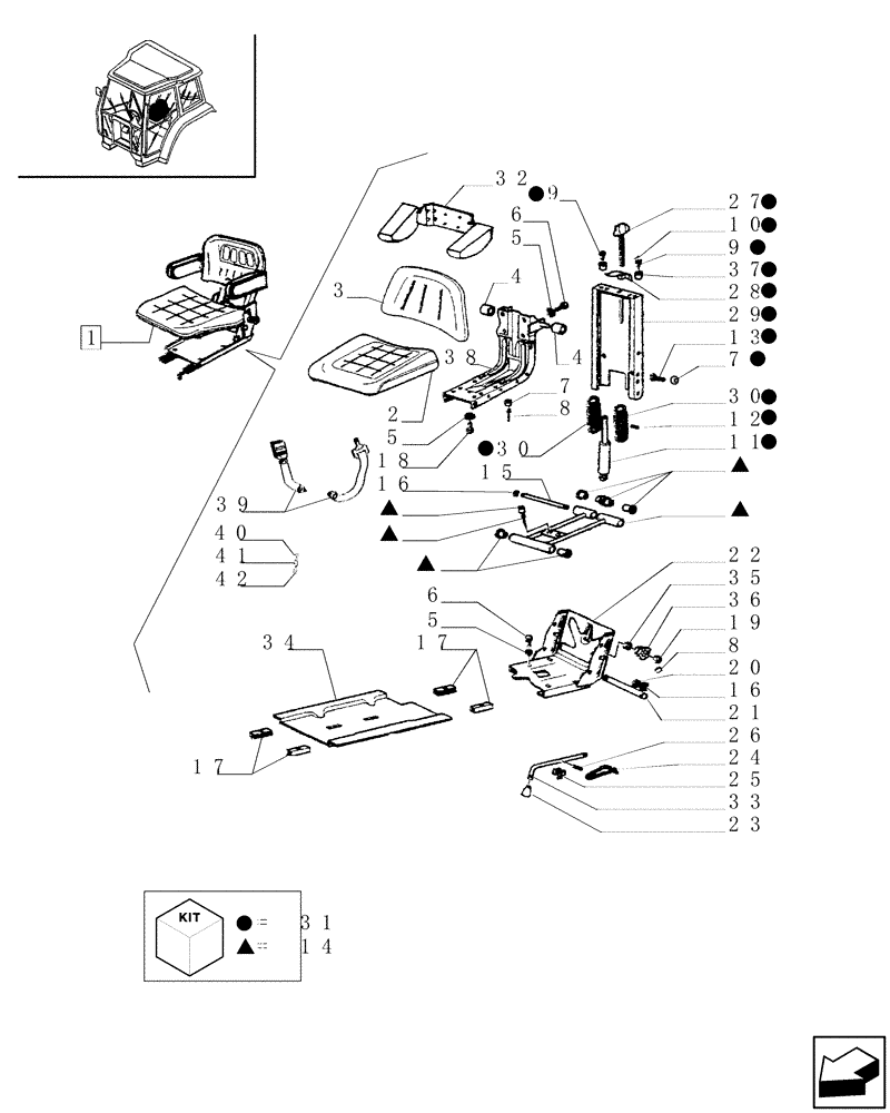 Схема запчастей Case IH JX65 - (1.92.0[43]) - CAB - SEAT AND COMPONENT PARTS (10) - OPERATORS PLATFORM/CAB
