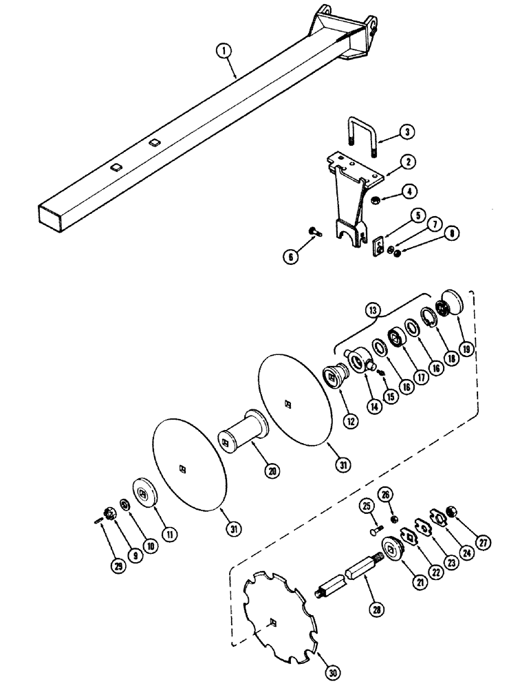 Схема запчастей Case IH E30 - (056) - REAR RIGHT WING GANG, 9 INCH (228.6 MM) SPACING, MODEL 9-360 