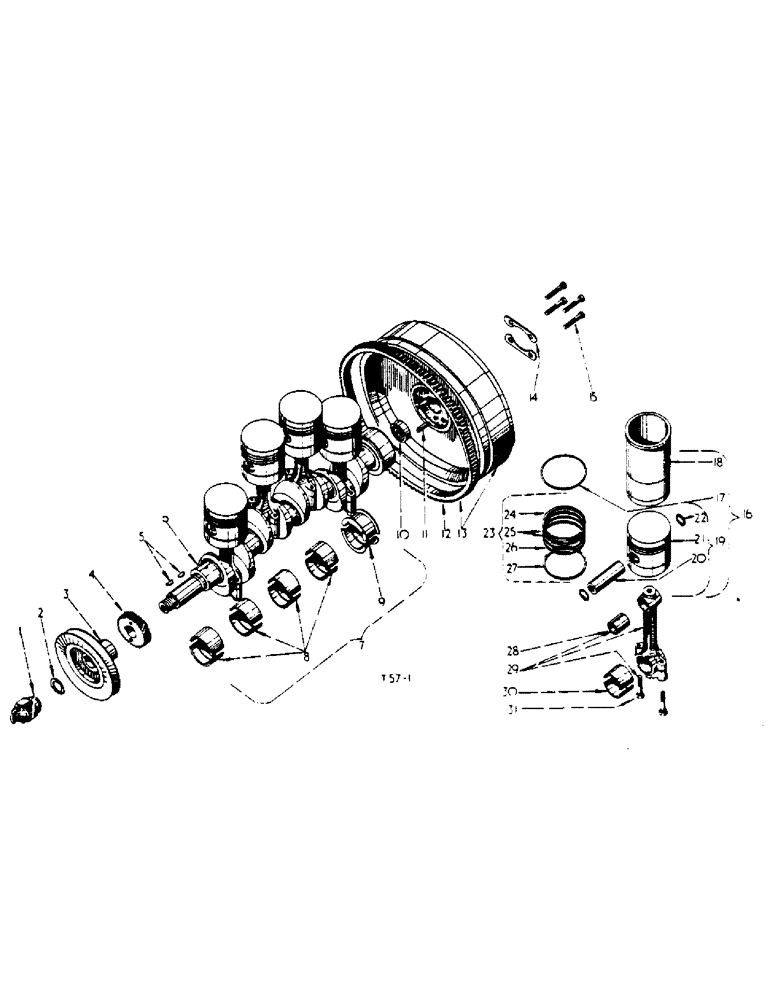 Схема запчастей Case IH 364 - (1-07) - CRANKSHAFT, FLYWHEEL, CONNECTING RODS AND PISTONS (01) - ENGINE