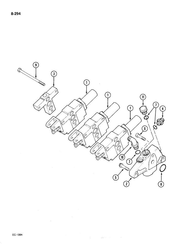 Схема запчастей Case IH 385 - (8-294) - AUXILIARY VALVES, BOSCH, P.I.N. 18001 AND AFTER (08) - HYDRAULICS