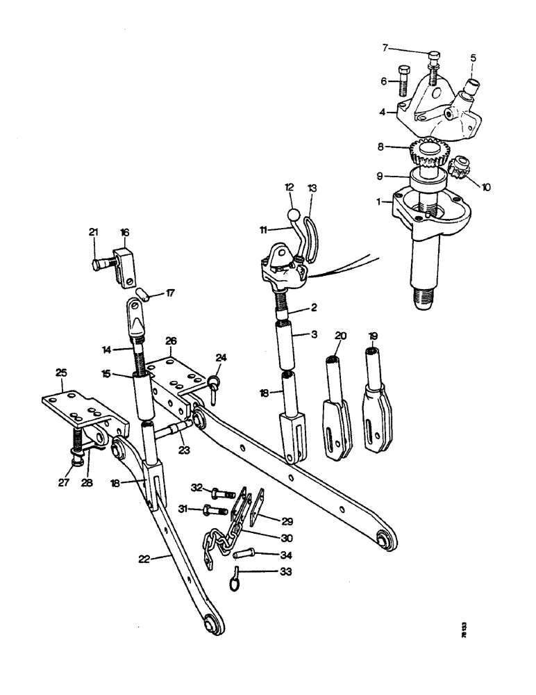 Схема запчастей Case IH 1212 - (E28) - SELECTAMATIC HYDRAULIC SYSTEM, LIFT RODS AND LOWER LINKS, 990, 995, 996, 1210 AND 1212 TRACTORS (07) - HYDRAULIC SYSTEM