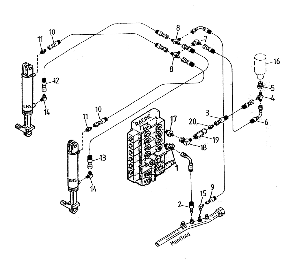 Схема запчастей Case IH 7700 - (B06-35A) - HYDRAULIC CIRCUIT (BASECUTTER LIFT 7700), SERIAL #7908 AND Hydraulic Components & Circuits