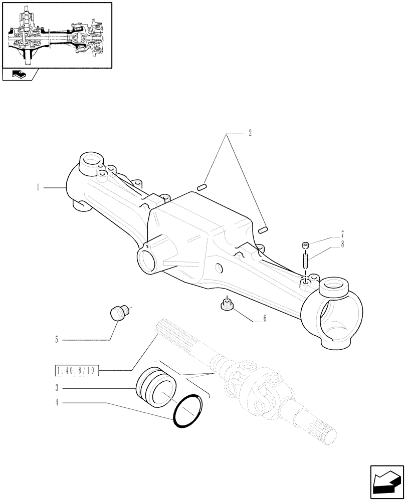 Схема запчастей Case IH PUMA 125 - (1.40. 8/01) - (CL.3) SUSPENDED FRONT AXLE W/MULTI-PLATE DIFF. LOCK AND ST. SENSOR - BOX (VAR.330414) (04) - FRONT AXLE & STEERING